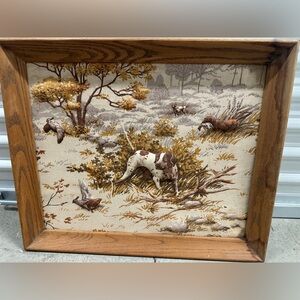 framed textile wall art picture dog hunting